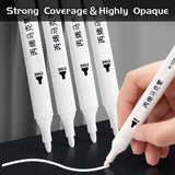 5pcs White Acrylic Marker,Permanent Pen Art Supplies for Black Paper,Tire,Plastic,Stone,Metal,Painting for Artists,Beginners