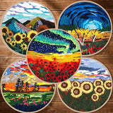 AOOKMIYA Nature Scenery Embroidery Kit for Beginners with Pattern, Needlepoint Starter Kits for Adults, Embroidery Set