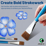 AOOKMIYA Marie's 3pcs Soft Hair Flat Paint Brush Set for Oil,Acrylic,Gouache,Watercolor,Crafts,Models,Rocks,Canvas for Artists,Hobbies