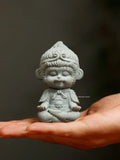 Green Sand Statue of Little Goku Creative Ornament Paperweight Brush Holder Cute Desktop Decoration  Tea Table Tea Play