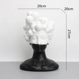 Abstract Figure Sculpture Resin Handicraft Ornaments Black and White Mosaic Woman Figurine Human Head Statue Home Decoration
