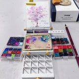 AOOKMIYA Mini Cute Watercolor Paint Box Portable Folding Color Palette Original Design Stationery Student Painting Tools   Palette Box  AOOKMIYA.COM