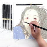 AOOKMIYA 5pcs Set Portable Travel Watercolor Brush Round Head Sable Hair Detachable Pocket Pen Hook Line Sketching Painting Art Supplies