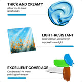 12 Colors Acrylic Paint Bottle Set 500ml 16.9oz Large Bottles Acrylic Paint Kit Rich Pigmented Bulk Painting plies for Artists