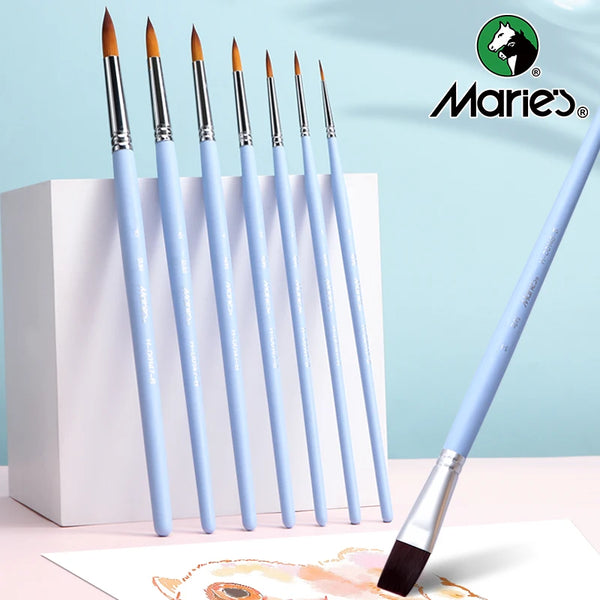 AOOKMIYA Marie's Watercolor Paint Brush Set with Round Pointed Tip,Paintbrush with Nylon Hair,for Acrylics,Gouache,for Adult,Students