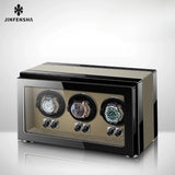 Wooden Watch Winder Box Storage Automatic Rotating Watch Box 9 Slots Led Shaker Luxury Inner Cortex Organizer Tray Holiday Gifts