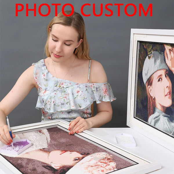 AOOKMIYA HUACAN 5D DIY Diamond Painting Photo Custom Full Square Round Diamond Mosaic Embroidery Kit Art Wall Decoration