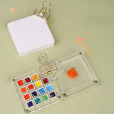 AOOKMIYA Portable Watercolor Paint Palette Art Transparent Acrylic Mini Painting Humidor Washable Mini Watercolor Sub-box Art Supplies