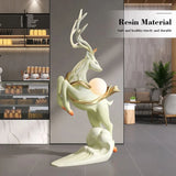 Modern Home TV Cabinet Decor Large Deer Floor Ornament for LivingRoom Luxury Abstract Standing Statue Sculpture Decorative Piece
