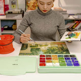 AOOKMIYA HIMI Gouache Paints Set 18/24colors 30ml Jelly Cup Non-Toxic Gouache Artist Watercolor Paint with Palette For Painting Art
