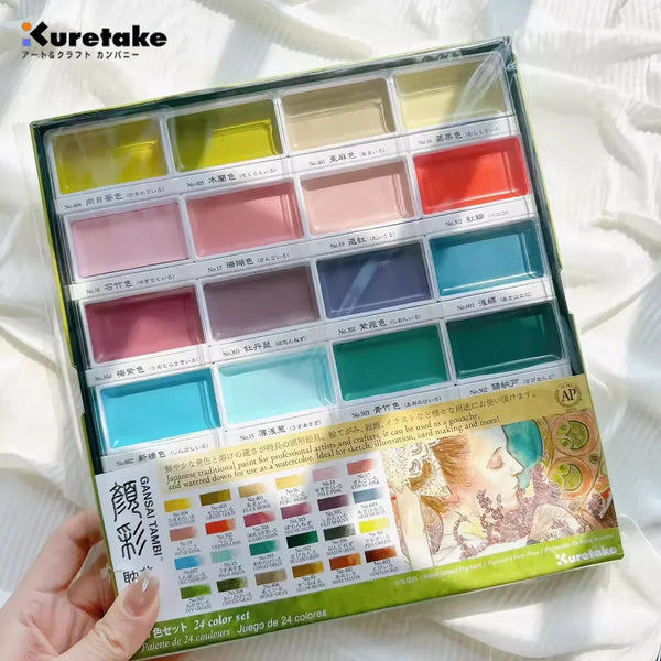 AOOKMIYA NEW 12/24 Colors Professional Kuretake Solid Watercolor Paint/ Pigment Set - Art Supplies for Painting/Drawing  AOOKMIYA.COM