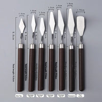 AOOKMIYA Art Oil Painting Scraper Wooden Flat Head Stainless Steel Pick Knife Gouache Paint Pointed Color Mixing Spatula
