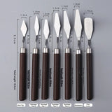 AOOKMIYA Art Oil Painting Scraper Wooden Flat Head Stainless Steel Pick Knife Gouache Paint Pointed Color Mixing Spatula