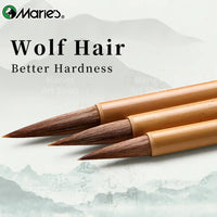 AOOKMIYA Marie's 3pcs Chinese Writing Brush Set,Wolf Hair Calligraphy & Painting Brush Ink Beushes Kit to Ink Painting,Oil,Gouache,Rocks