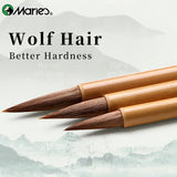 AOOKMIYA Marie's 3pcs Chinese Writing Brush Set,Wolf Hair Calligraphy & Painting Brush Ink Beushes Kit to Ink Painting,Oil,Gouache,Rocks