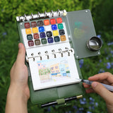 AOOKMIYA Empty Watercolor Palette A7 Loose-leaf Watercolor Book Portable Acrylic Watercolor Box Paint Tray Travel Sketching Art Supplies