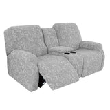 Recliner Loveseat Cover with Middle Console Sofa slipcover, Stretch Reclining Sofa Covers for 2 Seat Reclining Couch Jacquard