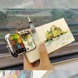 AOOKMIYA Mini Portable Watercolor Paint Box Metal Watercolor Sub-packing Box Pigment Moisturizing Box Watercolor Dispenser Tin Box  AOOKMIYA.COM