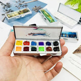 AOOKMIYA Empty Portable Color Palette 12 Grid 1ML Pigment Box Watercolor Packaging Box Art Student Travel Sketching and Painting Supplies