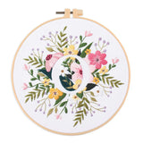 AOOKMIYA Floral Embroidery Kit for Beginner and Adults Cross Stitch Kits Embroidery Starter Kit with Initial Letter and Flower Pattern