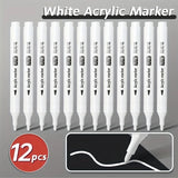 5pcs White Acrylic Marker,Permanent Pen Art Supplies for Black Paper,Tire,Plastic,Stone,Metal,Painting for Artists,Beginners