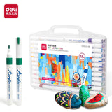 AOOKMIYA Deli 64 Colors Acrylic Paint Marker Pen Acrylic Marker Set Plumones Rotuladores Poster Pen Back to School Gift for Kids