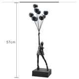 Modern Art 58CM Banksy Art Balloon Girl Statue Healing Flying Balloon Girl Sculpture Resin Craft Home Living Room Decor Gift