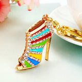 AOOKMIYA ART+ Creative Gifts Creative Rhinestones Inlaid Goddess Fish Mouth High Heel Enamel Keychain Women Jewelry Bag Key Keyring