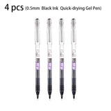 Deli 4 Pcs 0.5mm Black Ink Large-capacity Quick-drying Gel Pen School Supplies Signing Pen Gift Stationery Office Supplies