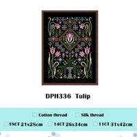 AOOKMIYA Dandelion cross stitch kit cute cartoon 14ct black canvas cloth cotton embroidery DIY handmade kitchen accessories
