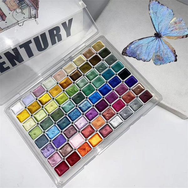 AOOKMIYA Luxurious Set of 72 Pearlescent Watercolor Paints - Perfect for Traditional Chinese Painting & Thangka Calligraphy  AOOKMIYA.COM