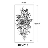 AOOKMIYA Waterproof Flower Temporary Tattoos for Women Black Floral Tattoo Stickers for Hand Arm Body Disposable Fake Tattoo Body Art