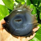 Natural Agate Stone Crystal Druzy Geode Bougainvillea Fish Statue Meditation Energy Healing Feng Shui Crystal Room Decoration