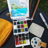 AOOKMIYA Portable Folding Palette Empty Cute Watercolor Paint Box Drawing Board Palette Creative Stationery Artist Travel Art Supplies