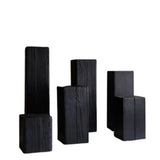 Art Ornament Display Stand Light Luxury Retro Style Black Carbonized Wood Living Room Flower Shelf Solid Wood Decorative Table