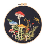 AOOKMIYA New Mushroom Flower Black Cloth Pattern Embroidery Kit Set with Needle Instruction Stamped Clothes Kit for Room Decor