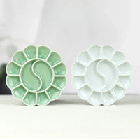 AOOKMIYA Ceramic Watercolor Palette Multi-grid Flower Shape Gouache Paint Palette Jingdezhen Palette Artist Painting Art Supplies