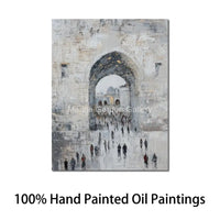 AOOKMIYA ART+ Creative Gifts Large Jewish Kotel Canvas Art Hand Painted Textured Oil Painting Abstract Jerusalem Landscape Artwork for Family Room Decor Gift
