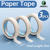 AOOKMIYA 3pcs Marie's Paper Tapes, 0.7in/0.94in & 20m/50m, Hand Tearable Masking Tape for Watercolor, Drafting, Canvas Framing for Adults