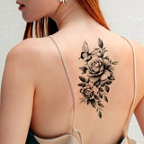 AOOKMIYA Waterproof Flower Temporary Tattoos for Women Black Floral Tattoo Stickers for Hand Arm Body Disposable Fake Tattoo Body Art