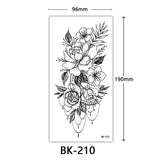 AOOKMIYA Waterproof Flower Temporary Tattoos for Women Black Floral Tattoo Stickers for Hand Arm Body Disposable Fake Tattoo Body Art