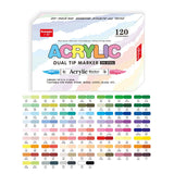 60-168 Color Acrylic Markers Set Double Nib Vibrant Paint Pens Waterproof for Rock Canvas Wood Stone Art Craft School Stationery