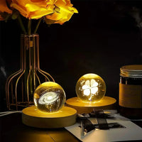 AOOKMIYA 1/4pcs Wooden LED Display Base Light Luminous USB Lamp Holder for Crystal Ball Glass Resin Art Ornament Stand Decor Kids Gifts