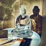 AOOKMIYA Creative Crystal Glass Buddha Decoration, Tabletop Crafts, Retro Living Room, Modern and Simplicity, Household and Office