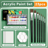 AOOKMIYA Professional Acrylic Paint Set - 23/29/35/47 pcs , 12/18/24/36 Colors 12ml/0.41floz Colors Tubes Kit for DlY,Rock,Wood,Ceramic