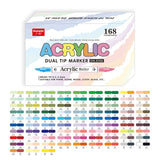 60-168 Color Acrylic Markers Set Double Nib Vibrant Paint Pens Waterproof for Rock Canvas Wood Stone Art Craft School Stationery