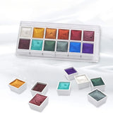 AOOKMIYA Portable 12 Colors Retro Solid Watercolor Set Basic Water Colour Pigment Pearl Sketch Paints for Artists Students Art Supplies AOOKMIYA.COM
