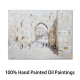 AOOKMIYA ART+ Creative Gifts Large Jewish Kotel Canvas Art Hand Painted Textured Oil Painting Abstract Jerusalem Landscape Artwork for Family Room Decor Gift