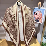 BYSIFA| Deep Khaki 30% Silk 70% wool Scarf Shawl Printed New Brand Fall Winter Women Triangle Silk Wool Scarves Wraps 130*200cm