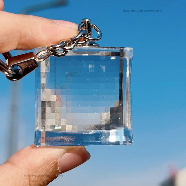 AOOKMIYA ART+ Creative Gifts Pixel Stone Creative Crystal Pixel-style Keychain, Fused With Mosaic Photo Filter, Is A Unique And Interesting Ornament Gift